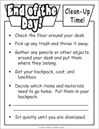 end of the day clean up time chart printable charts and