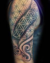 Awesome grey tree of life tattoo. 100 Flower Of Life Tattoo Designs For Men Geometrical Ink Ideas Flower Of Life Tattoo Arm Band Tattoo Sleeve Tattoos