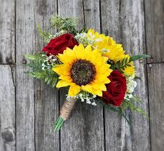 A rose can never be a sunflower, and a sunflower can never be a rose. Sunflower Bouquet Sunflower Rose Bouquet Red Rose Bouquet Etsy Sunflower Wedding Bouquet Red Roses And Sunflowers Sunflower Bouquets