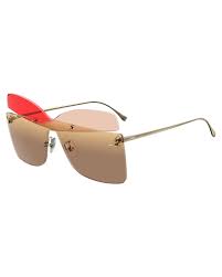 Fendi Rimless Mirrored Butterfly Sunglasses In Red Brown Pink Modesens