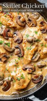 Skillet Chicken And Mushroom Wine Sauce Recipe Chicken Dishes Recipes Chicken Dinner Recipes Recipes