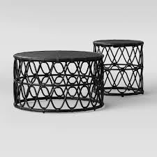 Jewel Round Coffee And Side Table Set Black Opalhouse In 2020 Black Coffee Tables Side Table Round Coffee Table