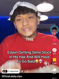 Edward Cutting His Hair Bc He Got Slime in It