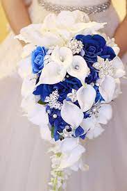 Pastel bouquet with garden roses and hydrangea. Amazon Com Iffo Royal Blue Bouquet Bridal Bouquets For Wedding White Calla Lily Bridal Bouquet Water Drops Waterfall Shape Luxury Jewelry Bouquet Romantic Wedding Have Jewelry Kitchen Dining