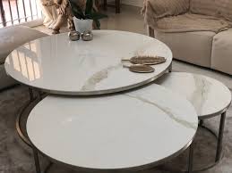 Set Of 2 Round Coffee Tables Side Table Round Marble Coffee Etsy In 2020 Marble Round Coffee Table Marble Side Table Round Side Table