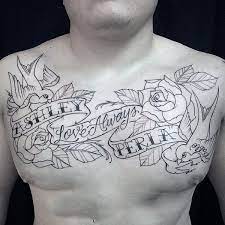 Memorial Mens Upper Chest Banner Tattoo Designs Mens Chest Tattoo Tattoos For Guys Banner Tattoo Design