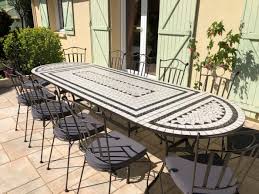 Cette table de jardin extensible est faite pour vous! Table Jardin Mosaique Ovale 300cm Table Rectangle Plus Consoles Ceramique Blanche 3 Lignes En Ardoise Table Jardin Mosaique