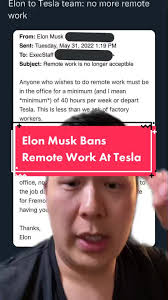 Elon Musk Bans Remote Work At Tesla #remotework #softwareengineer #techtok  #layoff #elonmusk #tesla