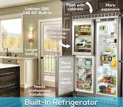 A refrigerator designed to be installed flush with the cabinetry for a finished look. Freestanding Vs Built In Refrigerators What S The Difference Atherton Appliance Kitchens Redwood City Ca