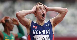 Karsten warholm celebrates after winning the 400m hurdles. Pwazhkscmb8apm