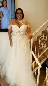 Real Plus Size Bride In A Corset Strapless Ball Wedding Gown With Off Shoulder Sleeves From S Wedding Dresses Strapless Plus Size Wedding Gowns Plus Size Bride