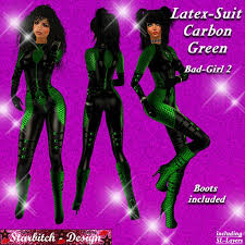 Second Life Marketplace Latex Carbon Suit Green Bad Girl 2 With Boots Including Omega Applier