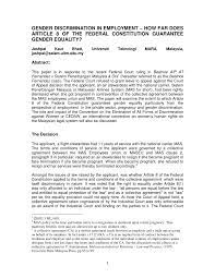 Being woke doesn't guarantee change. Pdf Gender Discrimination In Employment How Far Does Article 8 Of The Federal Constitution Guarantee Gender Equality