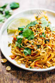 Rainbow Vegetarian Pad Thai With Peanuts And Basil Pinch Of Yum Recipe Vegetarian Pad Thai Fast Easy Meals Vegetarian Recipes
