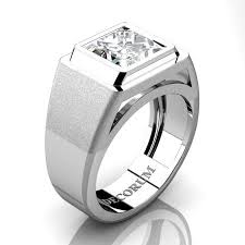 Decorum Mens Modern 14k White Gold 3 Carat Princess Diamond Wedding Ring R1132 14kw In 2020 Blue Diamond Wedding Ring White Sapphire Ring Wedding Emerald Wedding Rings