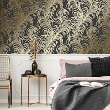 Apply feather black gold feather theme, and enjoy thousands of free themes and wallpapers! Charleston Feather Wallpaper In Black Gold I Love Wallpaper