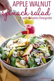 Apple Walnut Spinach Salad With Balsamic Vinaigrette The Busy Baker Recipe Winter Salad Recipes Dressing For Fruit Salad Balsamic Vinaigrette Salad