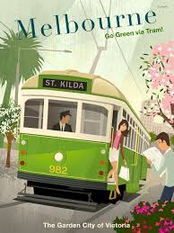Melbourne Tram Art Print By Michael Crampton X Small Vintage Travel Posters Posters Australia Retro Travel Poster