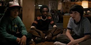 — lucas sinclair , stranger things , stranger things season 1 : Mike Wheeler Dustin Henderson And Lucas Sinclair Gearing Up For Stranger Things Season 2 Don T Forget How Season 1 Ends Popsugar Entertainment Photo 4