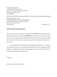 Perbedaannya adalah, dalam surat izin tidak masuk kuliah dalam bahasa inggris, pembuat surat bukan lagi wali murid atau orang tua, namun diri sendiri. Surat Ketidakhadiran Ke Kuliah Docx