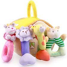 Amazon Com Iplay Ilearn 4 Plush Baby Soft Rattle Toys Hand Grab Sensory Shaker Farm Stuffed Animal Set Infant Easter Basket Girls Unique Newborn Shower Gifts For 2 3 6 9 12 18