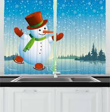 snowman 2 piece kitchen curtain set