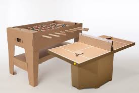 Cardboard Table Tennis And Foosball Tables That Fold Up Into Portable Briefcases Foosball Tables Table Tennis Cardboard Furniture