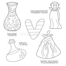 Free printable letter z coloring pages for kids of all ages. Kids Alphabet Coloring Book Page With Outlined Clip Arts Letter V Stock Vector Illustration Of Outline English 131427441