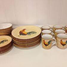 Corelle 16pc vitrelle inked poppy dinnerware set. Best Oneida Rooster Dishes Set For Sale In Charlotte North Carolina For 2021