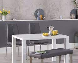 Artiss modern 6 seater dining table chair set glass pvc leather kitchen chairs. White High Gloss Dining Table With Bench 2 Chairs Homegenies