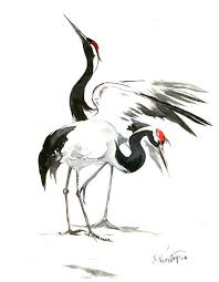 Black And White Japanese Art Japanese Crane Original Watercolor Painting 14 X 11 In Black White Asian Art Brush Painting Zen Paintin Zen Painting Original Watercolor Painting Asian Art