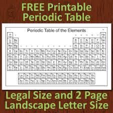 Free Printable Periodic Table Legal Size And 2 Page Landscape Size Science Teacher Resources Teaching Science High School Science