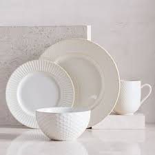 Black And White Checkered Dinnerware Sets White Textured Stoneware Dinnerware Set Of 16 Stoneware Dinnerware Sets Stoneware Dinnerware White Dinnerware Set
