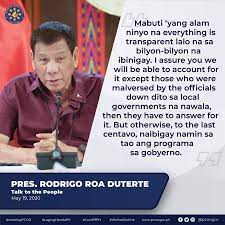 Manila—philippine president rodrigo duterte on thursday ordered government agencies to hasten relief efforts after a powerful typhoon killed at least seven people and unleashed some of the worst flooding in. Tiniyak Ni Pangulong Rodrigo Roa Duterte Na Transparent Ang Gobyerno Sa Mga Hakbang Nito Sa Paglutas Ng Krisis Sa Covid 19 Ayon Sa Pangulo Papatawan Din Ng Nararapat Na Parusa Ang Mga Opisyal