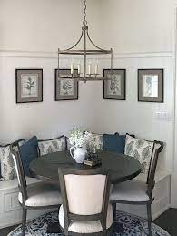 If you never met a stripe you didn't like, add them into your breakfast nook with upholstered chairs. Beautiful Homes Of Instagram Dining Room Cozy Dining Room Small Small Dining Room Decor