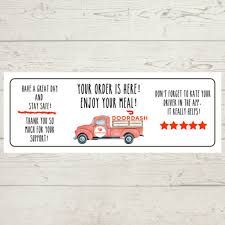 Doordash Food Delivery Thank You 5 Star Review Stickers 20 Etsy In 2020 Doordash Food Delivery Print Thank You Cards
