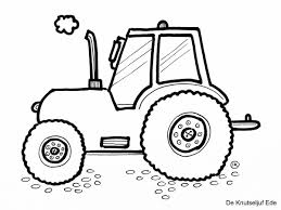 Op de boerderij gebruikt de boer een tractor om het land om te ploegen, het hooi van het land te halen of om de gewassen te oogsten. Kleurplaat Tractor Met Maaier