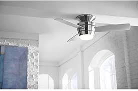 The traditional styling is complemented by the matte opal glass light kit. Harbor Breeze Mazon 44 In Brushed Nickel Flush Mount Indoor Ceiling Fan With Light Kit And Remote 3 Blade Amazon Com