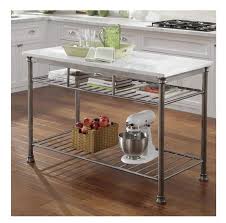 Prep Table Station Food Cart Stainless Steel Marble Top Kitchen Island Storage Freestanding Kitchen Island Kitchen Prep Table Marble Top Kitchen Island