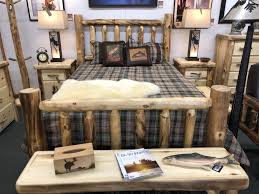 Aspen navy blue velvet queen vertical tufted modern headboard platform bed set. Rustic Log Aspen Queen Bed Big Bear Furniture
