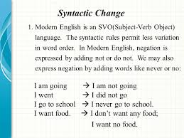 Romance for the annual review of linguistics is online in the reviews in. Syntactic Change 1 Modern English Is An Svo Subject Verb Object Ppt Download