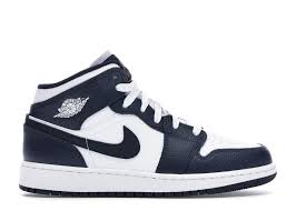 Jordan 1 Mid White Metallic Gold Obsidian Gs In 2020 Jordan Shoes Girls Nike Shoes Women Jordan 1 Mid