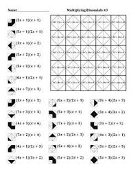 Multiplying Binomials Color Worksheet 3 Quadratics Color Worksheets Worksheets