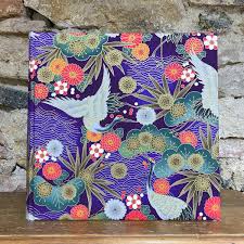 Maybe you would like to learn more about one of these? Big Photo Album Japanese Fabric Floral Pattern Cranes And Golden Motifs Purple Background Black Sheets Relligats Olive