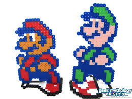 Super Mario Bros 2 Perler Pixel Bead Sprite Figures With Stands Bead Sprite Mario Super Mario