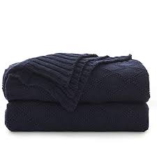 Shop for navy blue throw pillows at cb2. Navy Blue Cotton Knit Throw Blanket For Couch Sofa Bed Home Decorative Soft Cozy Sweater Woven Fall Cable Oversize Farmhouse Goals
