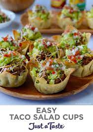 Easy Taco Salad Cups Recipe Appetizer Recipes Easy Taco Recipes