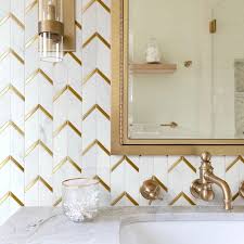 Get free shipping on qualified chevron mosaic tile or buy online pick up in store today in the flooring department. Chevron White Marble And Gold Stainless Steel Polished Mosaic Tile Backsplash Shower Kitchen Bathroom Wall
