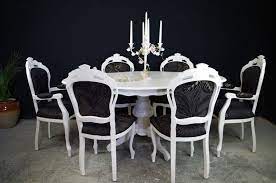 French, 18th century dining room six chairs and two armchairs, 1760. French Style Dining Table With 6 Louis Chairs Painted Vintage Antique Farmhouse Furniture