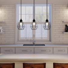 Modern brushed nickel kitchen island lighting, clear seeded glass linear chandelier, 3 lights pendant light fixture for kitchen island dining room 4.5 out of 5 stars 173 $119.98 $ 119. Eglo Tarbes 31 06 In W 3 Light Matte Black Linear Pendant 94189a The Home Depot Modern Kitchen Lighting Hanging Lights Kitchen Industrial Kitchen Lighting